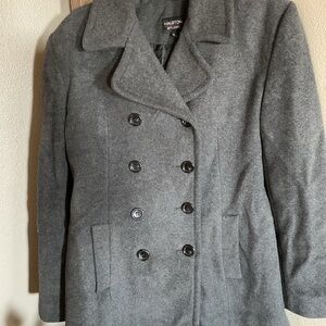 Halston Heritage Charcoal Double-Breasted Peacoat size 10